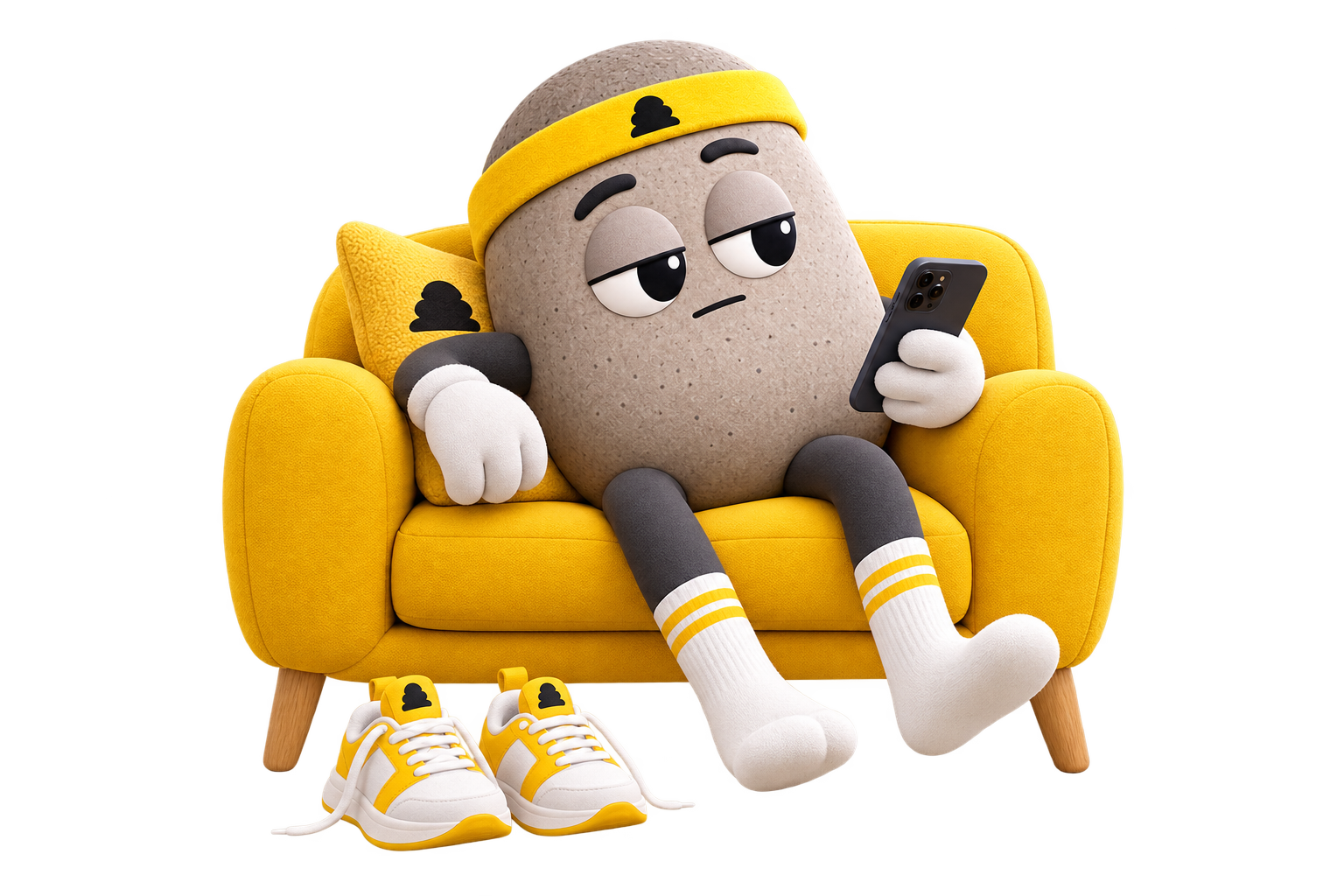 Mascot — tired / sitting