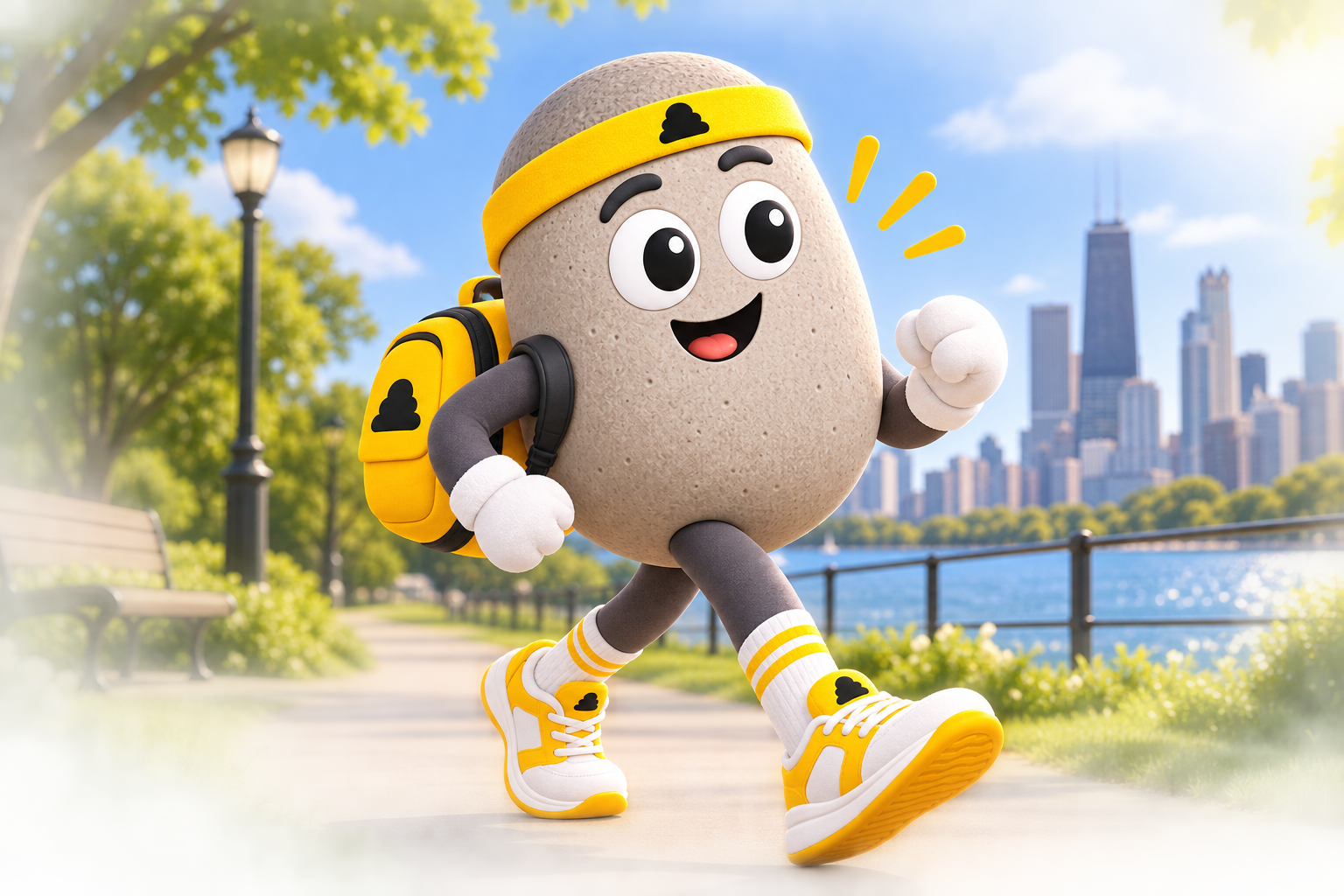 Mascot — walking outside